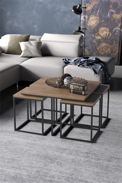 Orta Sehpa Ve Zigon Sehpa 5li Lüx Set Ceviz