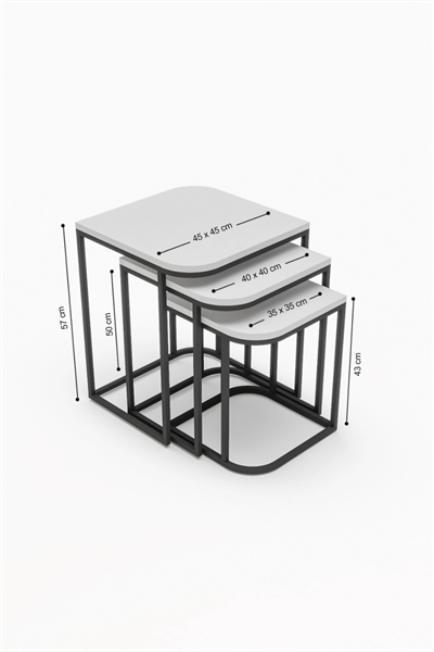 Orta Sehpa Ve Zigon Sehpa Damla Gold Beyaz