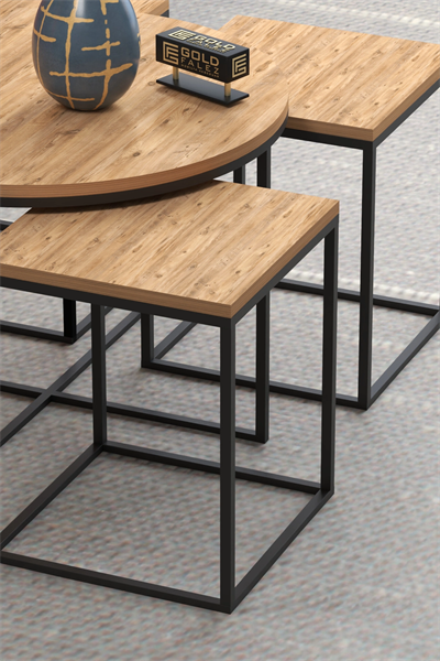 Orta Sehpa Ve Zigon Sehpa Oval Lüx 5Li Set Atlantik Çam