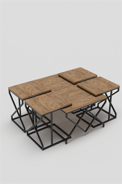 Orta Sehpa Ve Zigon Sehpa V Lüx 5Li Set Atlantik Çam