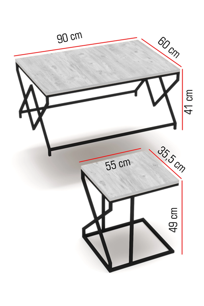 Orta Sehpa Ve Zigon Sehpa V Lüx 5Li Set Beyaz