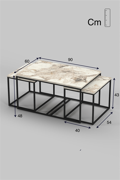 Orta Sehpa Ve Zigon Yan Sehpa Flora Set Efes