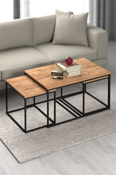 Orta Sehpa Ve Zigon Yan Sehpa Flora Set Atlantik Çam