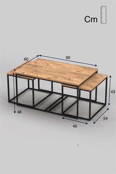Orta Sehpa Ve Zigon Yan Sehpa Flora Set Atlantik Çam
