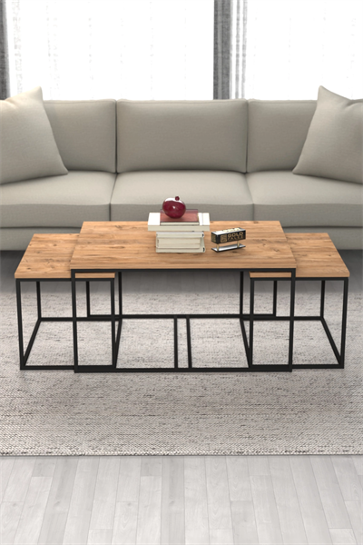 Orta Sehpa Ve Zigon Yan Sehpa Flora Set Atlantik Çam