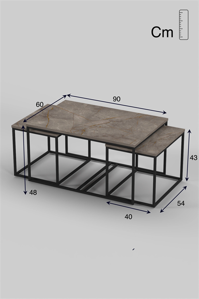 Orta Sehpa Ve Zigon Yan Sehpa Flora Set Gordion