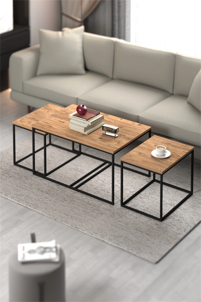 Orta Sehpa Ve Zigon Yan Sehpa Flora Set Atlantik Çam