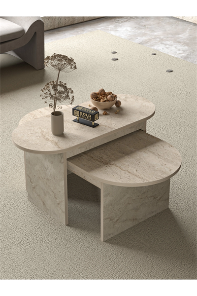 Orta Sehpa Yan Sehpa 2Li Setro Traverten