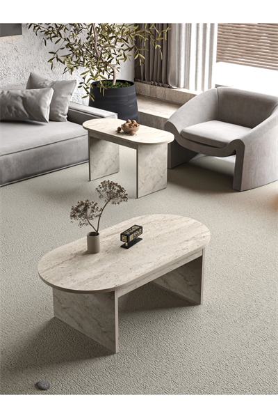 Orta Sehpa Yan Sehpa 2Li Setro Traverten