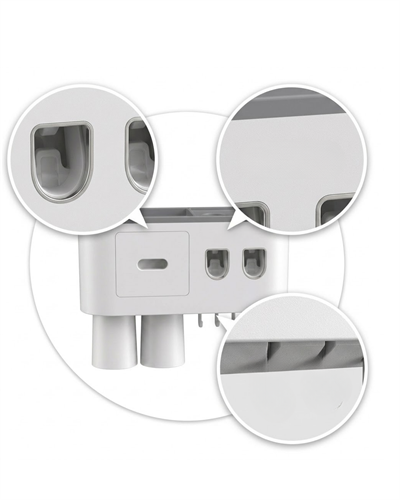 Otomatik Diş Macunu Dispenseri Çift Hazneli 6 Fırçalık Duvara Monte Düzenleyici