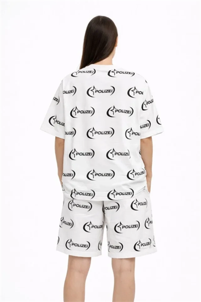 Oversize Ön Ve Arka Baskılı Tişört Şort Takım Rahat Kalıp Yazlık Günlük Kombin - Beyaz