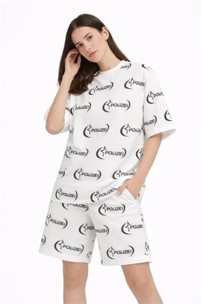 Oversize Ön Ve Arka Baskılı Tişört Şort Takım Rahat Kalıp Yazlık Günlük Kombin - Beyaz
