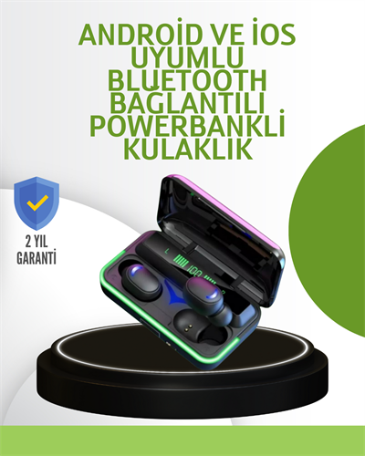 Oyun Modlu E10 Bluetooth Kulaklık Powerbank ve LED Ekranlı