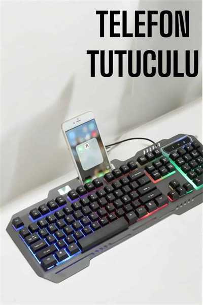 Oyuncu Klavyesi Q Klavye RGB Işıklı Mouse Hediyeli