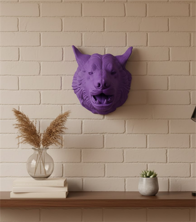 Özel Seri Mor Kurt Duvar Süsü Hediyelik Dekoratif Asılabilir Heykel