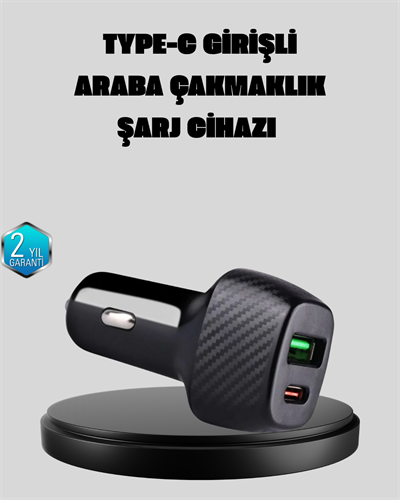 PD Destekli 38W Araç Şarj Başlığı Type-C + USB Çift Çıkış Hızlı Şarj