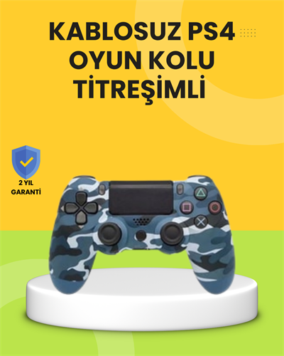 PS4 Uyumlu Kablosuz Oyun Kolu Ergonomik Çift Titreşimli