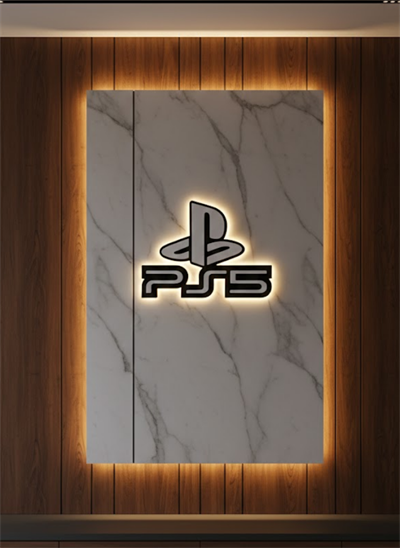 PS5 Logo Dekoratif Duvar Süsü Oyun Odası ve Salon Uyumu