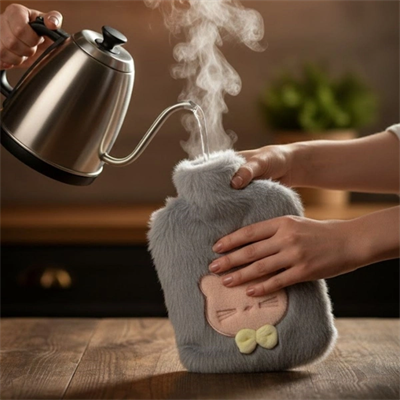 Papyonlu Kedi Figürlü Mavi Peluş Sıcak Su Torbası 1 Litre