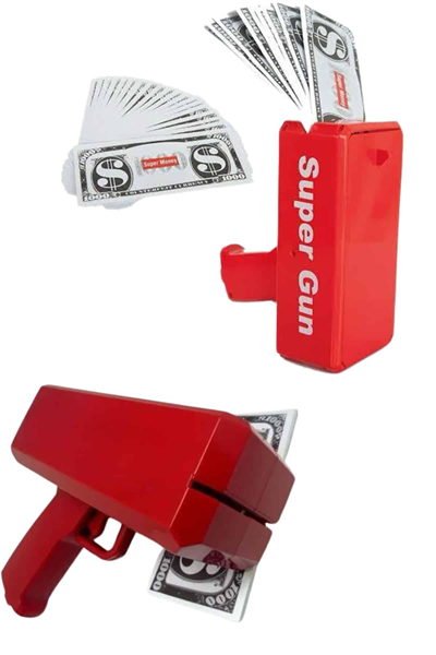 Para Saçma Tabancası Kırmızı Para Fırlatma Oyuncağı Parti Eğlencesi