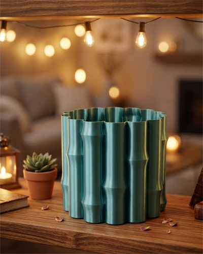 Parlak Yeşil Dekoratif Vazo Modern Tasarım Şık Masa Üstü Aksesuar