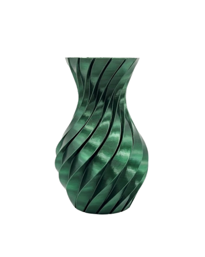 Parlak Yeşil Spiral 3D Baskı Vazo Şık Modern Dekoratif Obje
