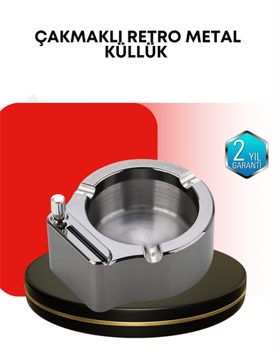 Paslanmaz Çakmaklı Küllük Modern Masa Üstü Aksesuar