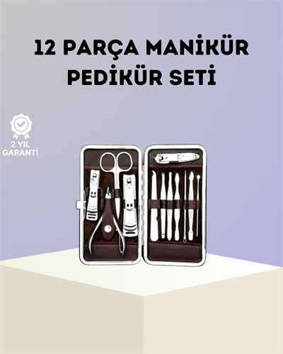 Paslanmaz Çelik Çok Fonksiyonlu 12 Manikür Seti