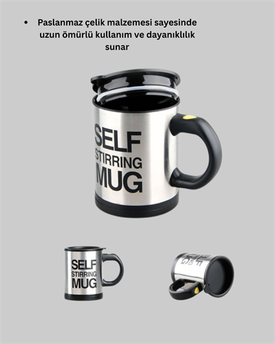 Paslanmaz Çelik Kendi Kendini Karıştıran Akıllı Kupa – Isı Yalıtımlı