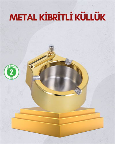 Paslanmaz Çelik Küllük Çakmaklı Masa Üstü Kullanım