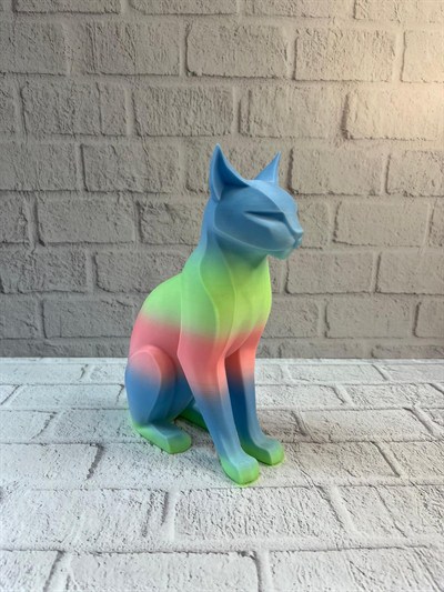 Pastel Rainbow Kedi Figürü Masa ve Raf Üstü Ev Dekorasyonu