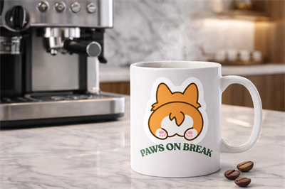 Paws On Break Tasarımlı Kupa Bardak Model 201 Seramik Baskılı Kahve Kupası Dayanıklı ve Şık Tasarım