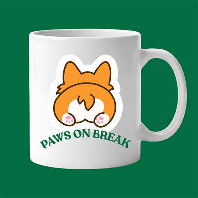 Paws On Break Tasarımlı Kupa Bardak Model 201 Seramik Baskılı Kahve Kupası Dayanıklı ve Şık Tasarım