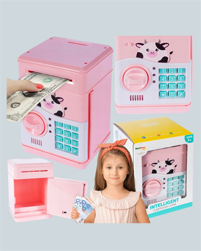Pembe ATM Kasa Görünümlü Elektronik Şifreli Çocuk Kumbarası