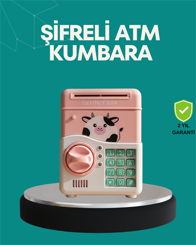 Pembe ATM Kasa Görünümlü Elektronik Şifreli Çocuk Kumbarası