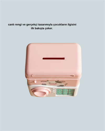 Pembe ATM Kasa Görünümlü Elektronik Şifreli Çocuk Kumbarası