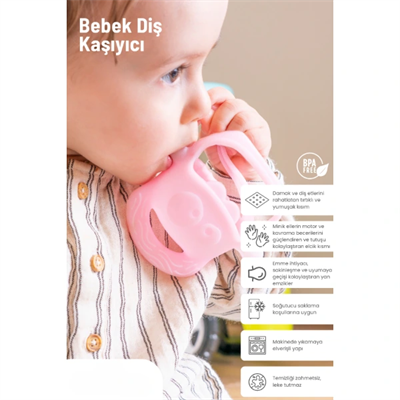 Pembe Bebek Silikon Diş Kaşıyıcı