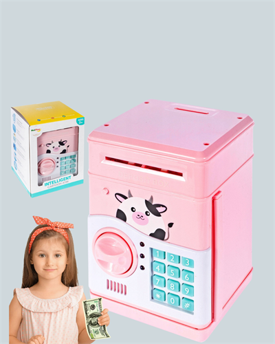 Pembe Elektronik Şifreli Otomatik Para Çeken ATM Kumbarası