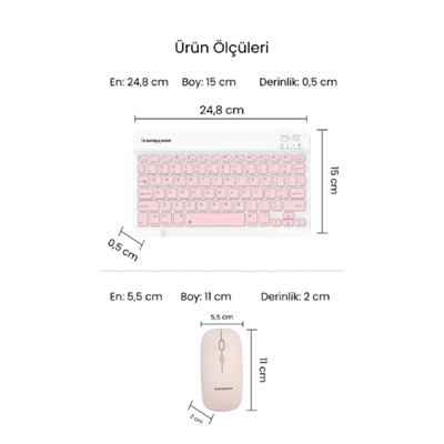 Pembe Kablosuz Klavye Ve Mouse Seti