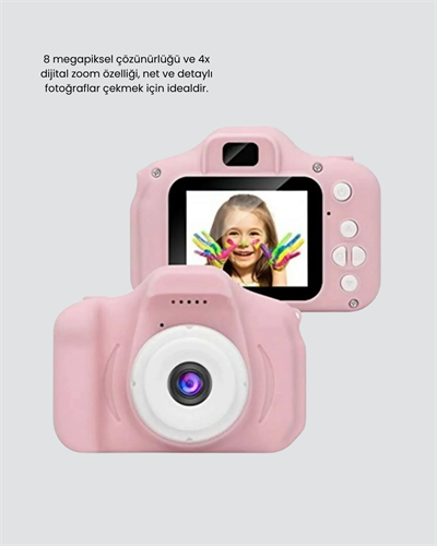 Pembe Mini 1080p HD Çocuk Kamera – 8MP, Video Kaydı,TF Kart Destekli
