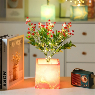 Pembe Saksılı LED Yapay Çiçek