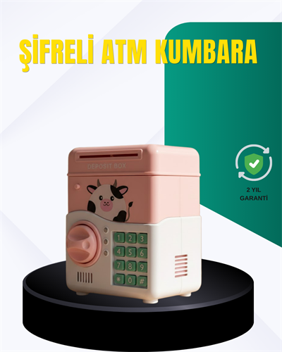 Pembe Şifreli Eğitici ATM Kasa Çocuk Kumbarası