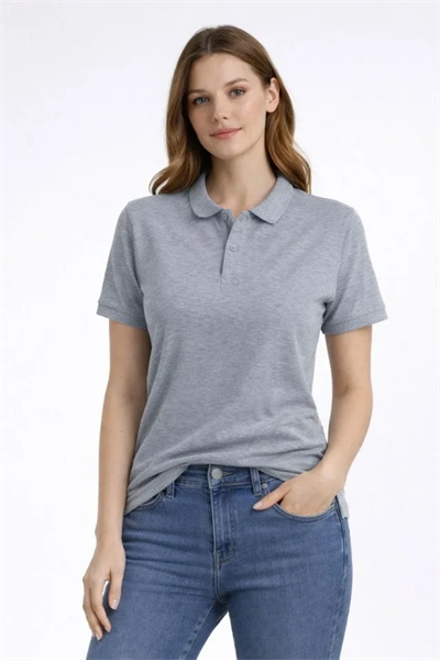 Pike Kumaş Düğmeli Yaka Regular Rahat Günlük Kısa Kol Tişört T-shirt - Gri