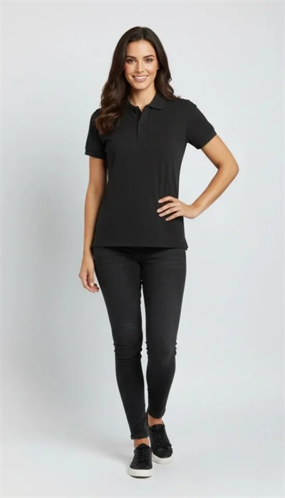 Pike Kumaş Düğmeli Yaka Regular Rahat Günlük Kısa Kol Tişört T-shirt - Siyah