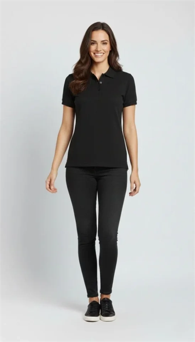 Pike Kumaş Düğmeli Yaka Regular Rahat Günlük Kısa Kol Tişört T-shirt - Siyah