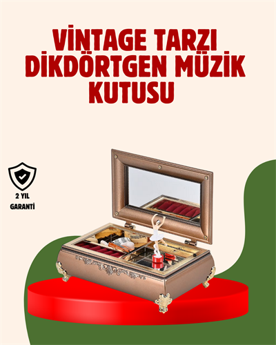 Piyano Şeklinde Balerinli Müzik Kutusu Takı Bölmeli Şık Model