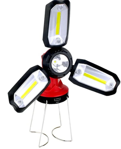 Polizei P-8801 ŞARJLI KATLANABİLİR 3XCOB LED+ 3W LED ÇOK FONKSİYONLU KAMP FENERİ