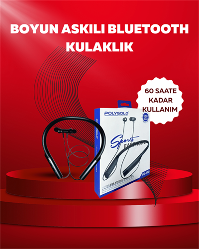 Polygold PG-100 Bluetooth 5.0 Boyun Bantlı Kulaklık – 50 Saat Konuşma Süresi, Type-C Şarj