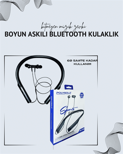 Polygold PG-100 Boyun Askılı Kablosuz Kulaklık – 200 Saat Bekleme Süresi, Stereo Ses, Mikrofonlu
