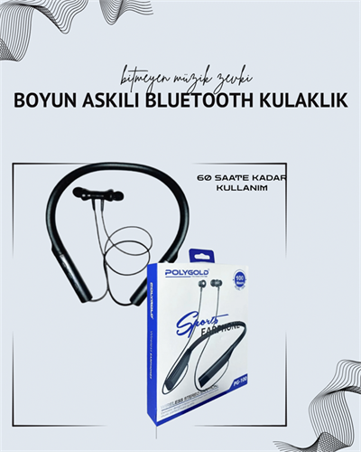 Polygold PG-100 Boyun Askılı Kablosuz Kulaklık – 200 Saat Bekleme Süresi, Stereo Ses, Mikrofonlu